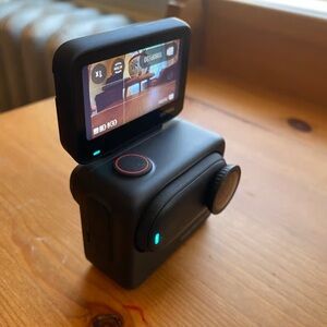 Black Action Camera with Flip Screen